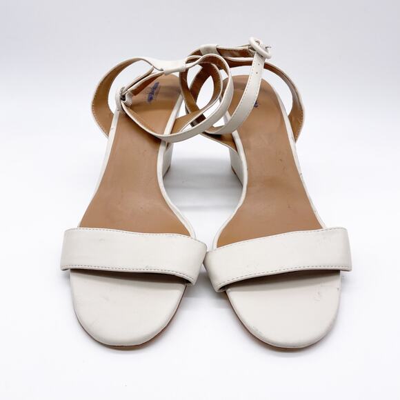 Nordstrom Rack Womens Carrie White Leather Open Toe Low Wedge Heeled Sandals 11M - Picture 3 of 11